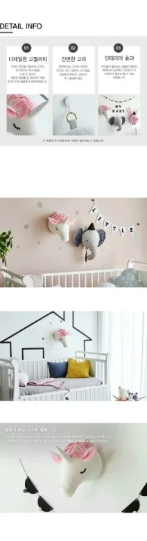 Baby Stuffed Elephant Horse Cat Animals Stuffed Toys Room Wall Decoration Head Kids Room Wall Hangings Artwork Children Gifts