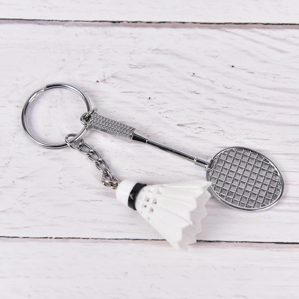 

Mini Badminton Racket Balls Sports Keyring Pendant 3D Keyfob Keychain Holder Ring