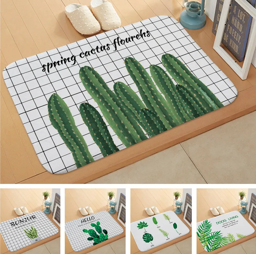 Cactus Tropical Floor Mat Anti slip Water Absorption Carpet Kitchen Mat