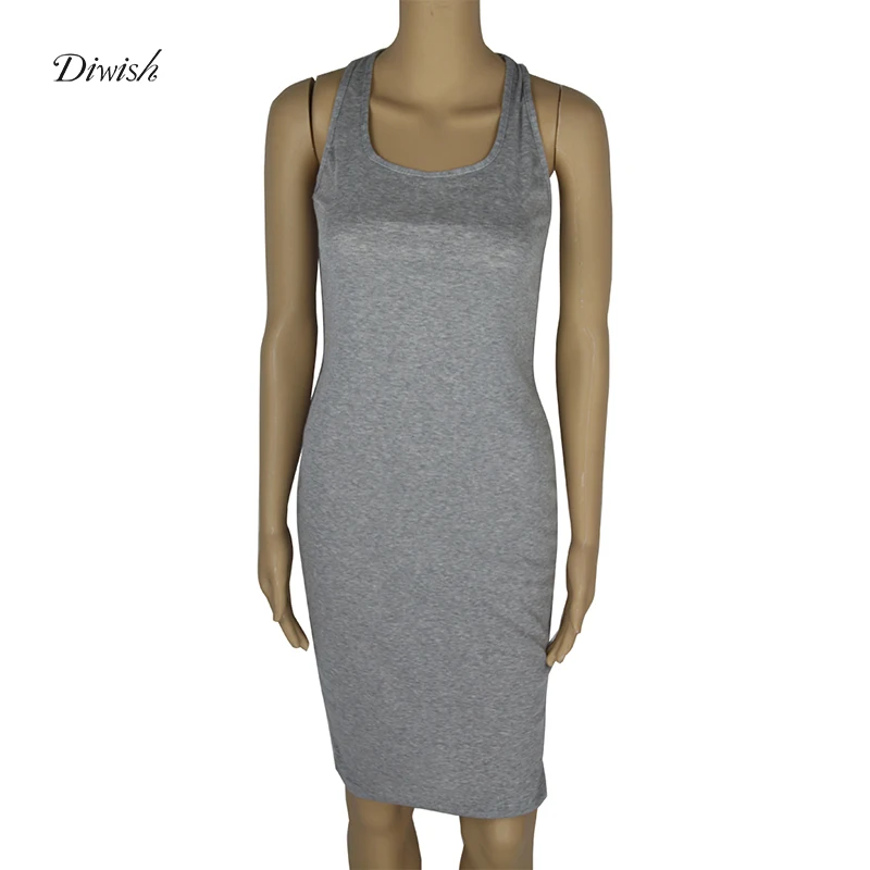 

Diwish Bodycon Dress Women 2019 Sexy Club Dresses Grey Sleeveless Party Dress Women Evening New Arrival Summer Clothes for Women