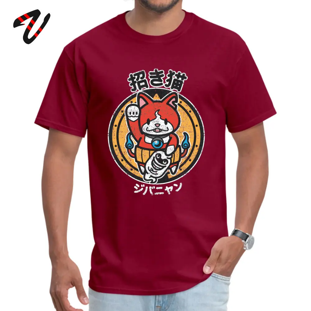 Maneki Nyan Round Neck T Shirts Summer T Shirt Short Sleeve Hip Hop 100% Cotton Custom Tops & Tees Europe Men Wholesale Maneki Nyan 2541 maroon