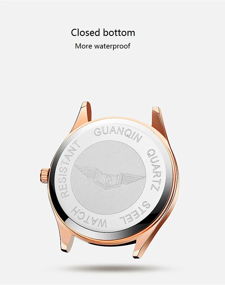 One Pair Newest Couple Watch GUANQIN Couple Wrist Watch Sapphire Quartz Casual Waterproof Lovers Watch Leather Strap Clock (17)