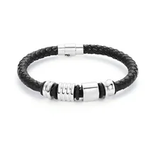 Fashion Hot Sale PU Leather Bracelet Men handwoven rope balck Leather beaded bracelet jewelry Fashion Hot Sale PU Leather Bracelet Men handwoven rope balck Leather beaded bracelet jewelry