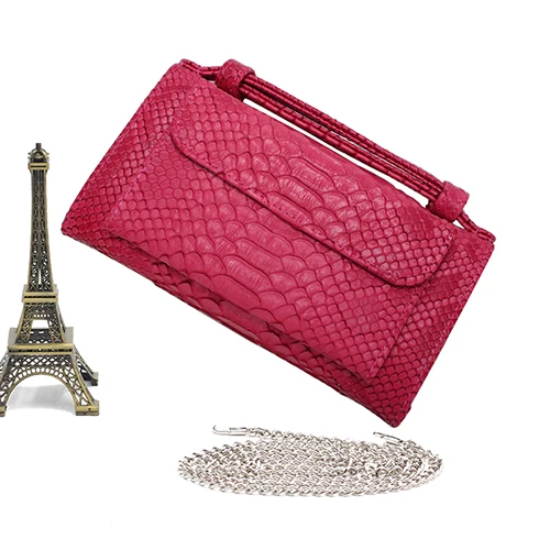 XMESSUN Bolsa Feminina, женская сумка из натуральной кожи, женская модная сумка на плечо, роскошные дизайнерские сумки-мессенджеры из кожи питона - Цвет: Rose Red