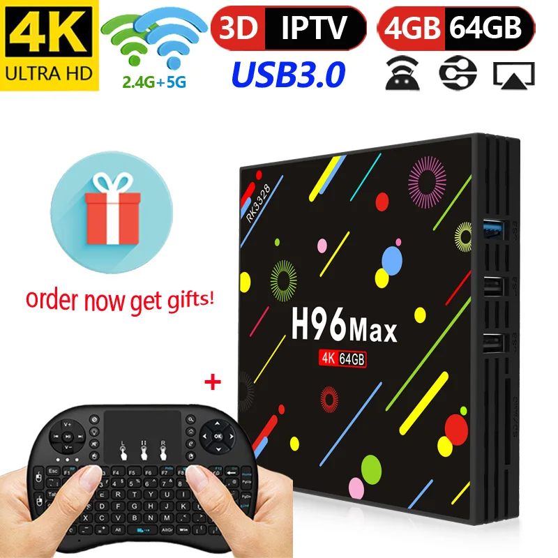 

H96 Max H2 Android 7.1 TV Box 4GB RAM 64GB ROM Set Top Box RK3328 2.4G/5GHz WIFI BT4.0 4K H.235 HD 2.0 Media Player h96 pro Plus