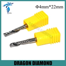Sharp New 10pcs 4*22mm One Sprial Flute Carbide End Mill, CNC Router Bit, Milling Cutter for Wood, Engraving, Machine Tools, MDF