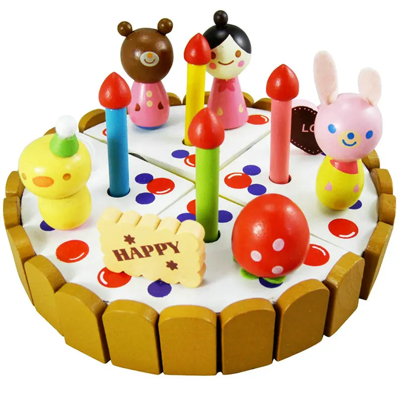 Classic Kitchen Toys Set Model Building Kits Wooden Decoration Cake Set