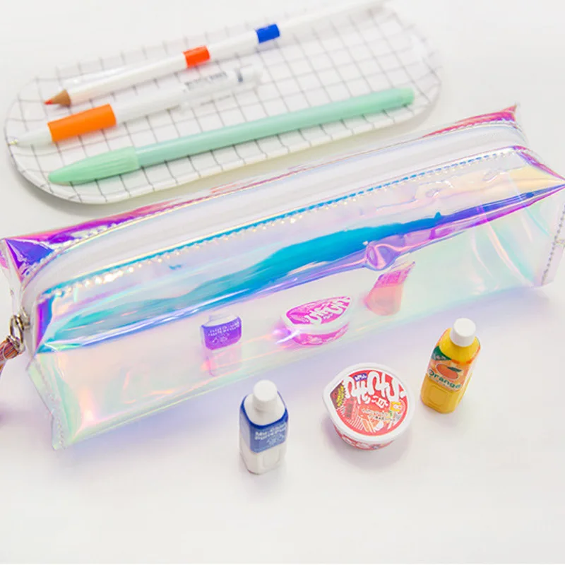

Cute Candy Color Laser Transparent Waterproof Pencil Case Stationery Storage Organizer Bag School Office Supply Escolar BD37