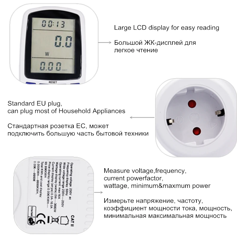 Цифровой Напряжение Вольт ваттметр анализатор мощности электронный измеритель мощности счетчик энергии автоматический выключатель питания ЕС вилка скидка 28