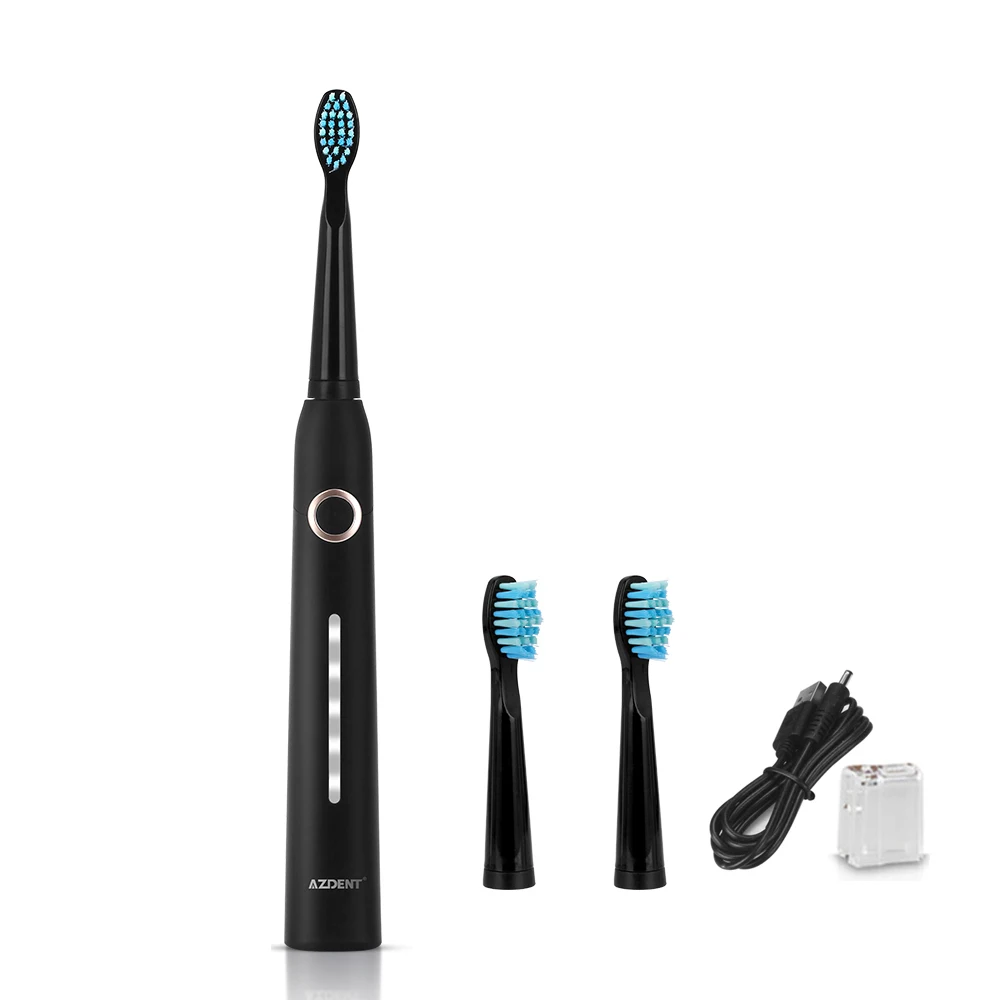 AZDENT электрическая зубная щетка es AZ-9 Pro Sonic, автоматическая зубная щетка с таймером для взрослых, перезаряжаемая через USB электрическая зубная щетка, дорожная коробка - Цвет: 1 black toothbrush
