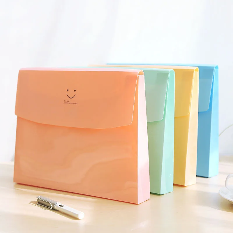 

A4 File Folder Bag Expanding Wallet Plastic File Organizer Rainbow Document Bag Fichario Escolar the Office School Supplies