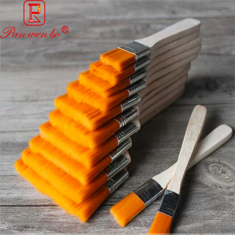 Beste 12 stks set Platte Nylon Haar Houten Penhouder Olieverfschilderij Borstel Acryl Olie Verf Borstel Schrobben Borstels Kunst Levert