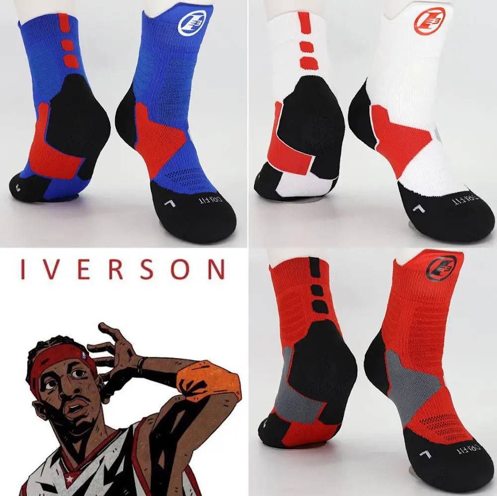 Allen Ezail Iverson Basketball Middle Calf Cotton Thick Socks Number Three NO3 Combo Guard The Answer AI Retired Player Top Pick