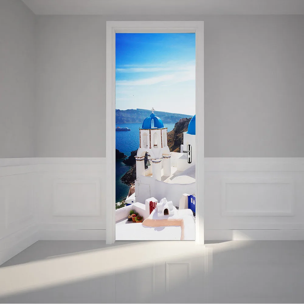 3D модные переводные наклейки художественный Декор настенная оконная дверная наклейка Съемная Фреска плакат сцена Водонепроницаемая дверная наклейка s имитация 3D наклейка