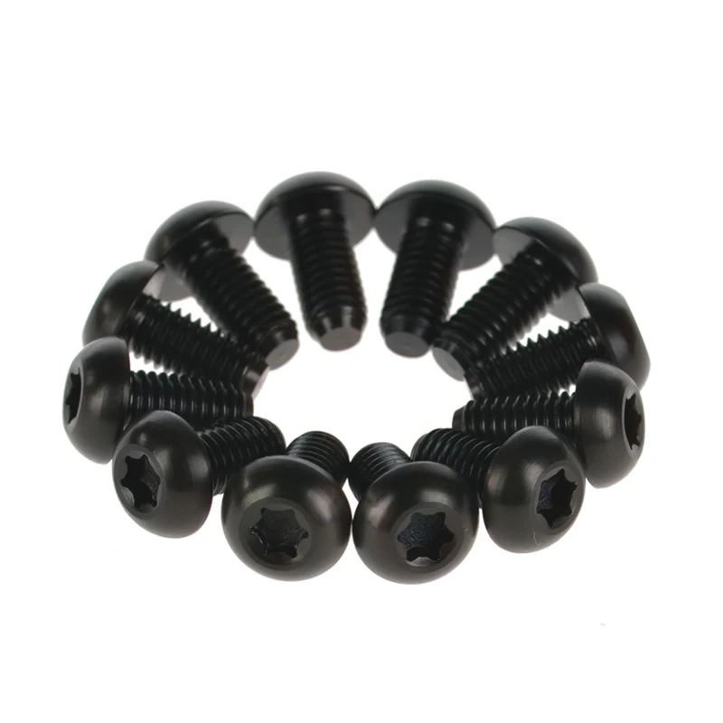 Wanyifa 12 pcs M5 x 10mm MTB Road Bicycle Bike Titanium Ti Disc Brake Rotor Bolts Black Screws