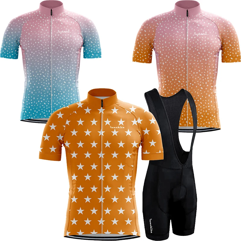

RUNCHITA cycling set summer short sleeve mens cycling clothings MTB cycling jerseys set Quick-dry breathable Bib shorts ciclismo