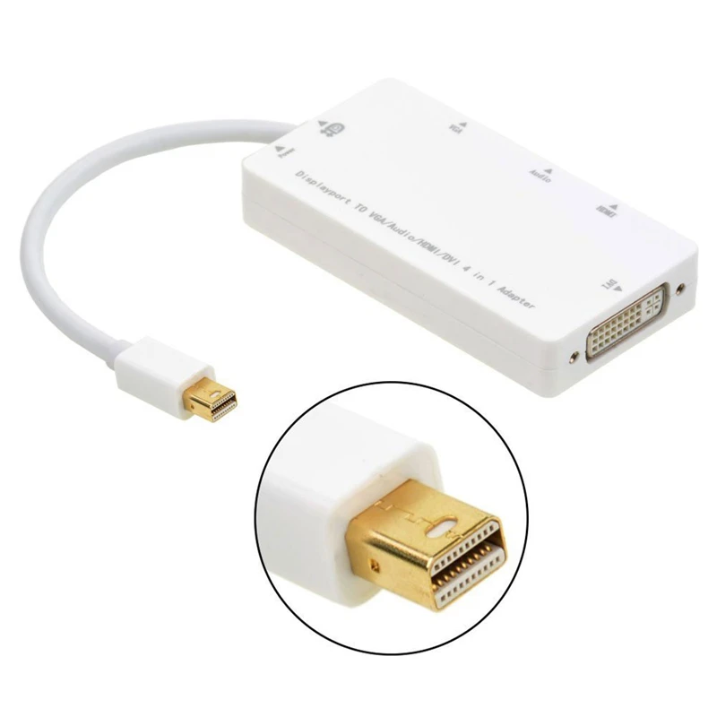 Trumsoon Thunderbolt Mini Display Port DP Male to HDMI DVI VGA Audio Female Adapter Cable 1080P Converter for Macbook iMac HDTV