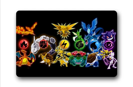 

Free Shipping Customized Doormat Home Decor Pokemon Bedroom Carpet Classic Durable Bathroom Mats #DMN-0069