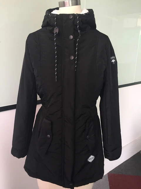 Zima ciepły płaszcz kobieta wiatroszczelna Slim Outerwear moda elastyczna talia Zipper kieszeń z kapturem sznurkiem Overcoats jesień ubrania -