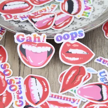 

40 Pcs WaterproofSexy Lips Made in English kids toys Sticker For Refrigerator Luggage Skateboard Phone DIY Stickers