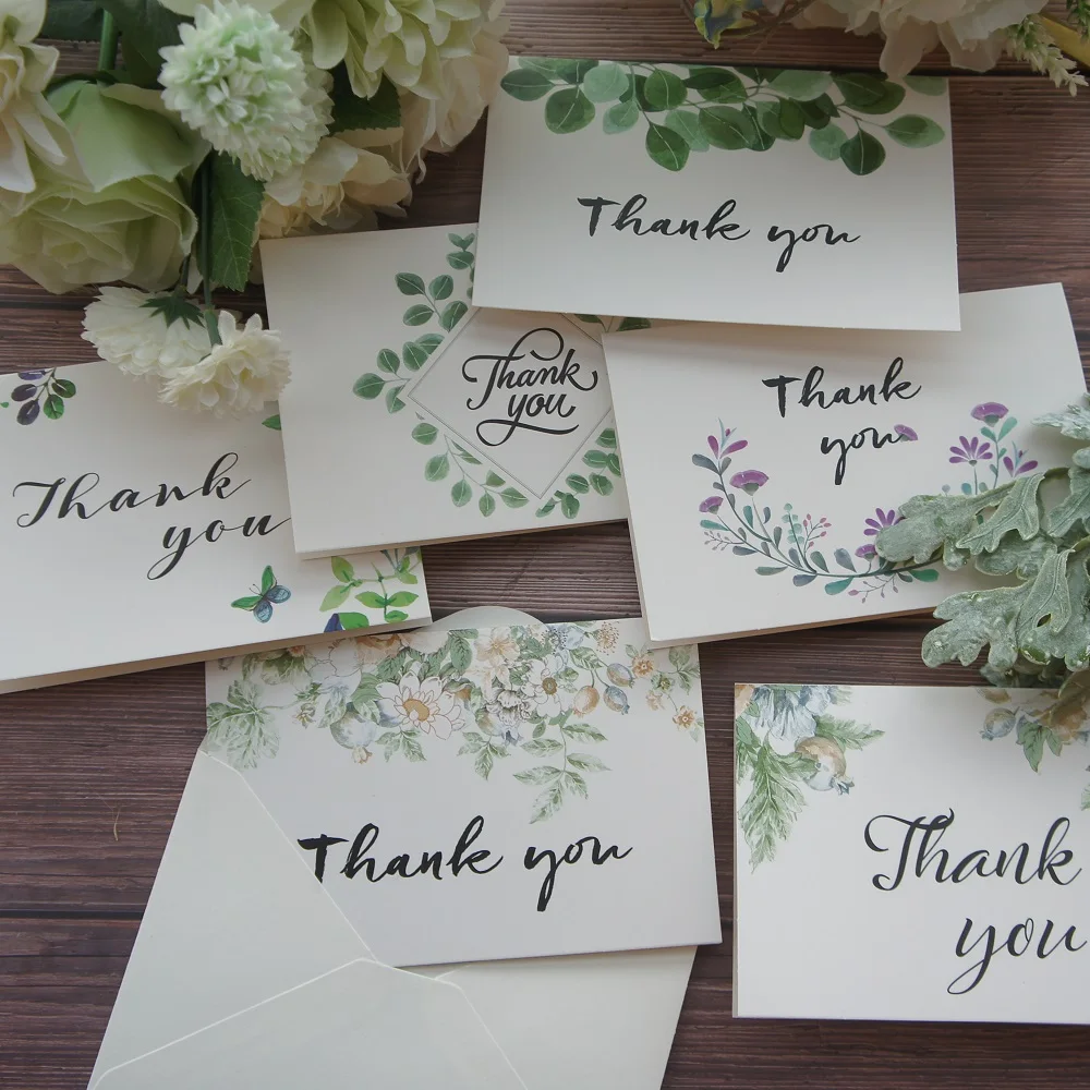 

mix style 24pcs leaves thank you Card with envelope greeting card wedding birthday party invitation DIY Decor gift party card