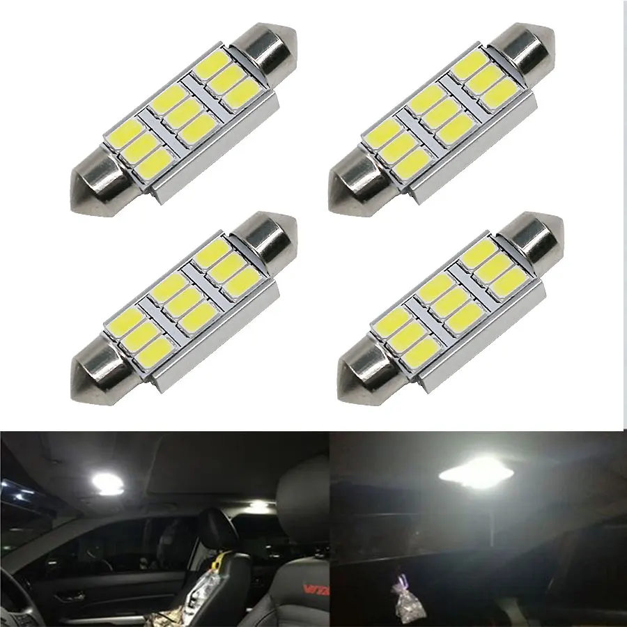 Светодиодные купольные лампы Festoon C5W C10W 4 шт. белые без ошибок CANBUS 5630 9 SMD для