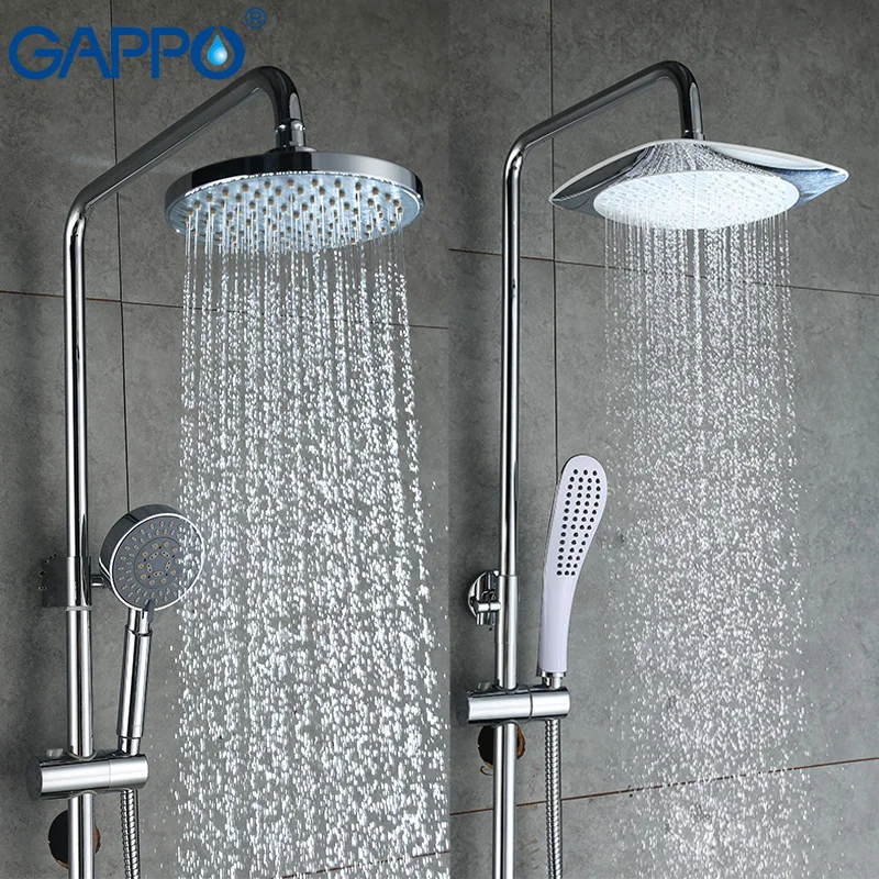 

GAPPO Top Quality shower faucets set Bathroom mixer shower bathtub rainfall shower set in slide bar big shower headGA2448 GA2402