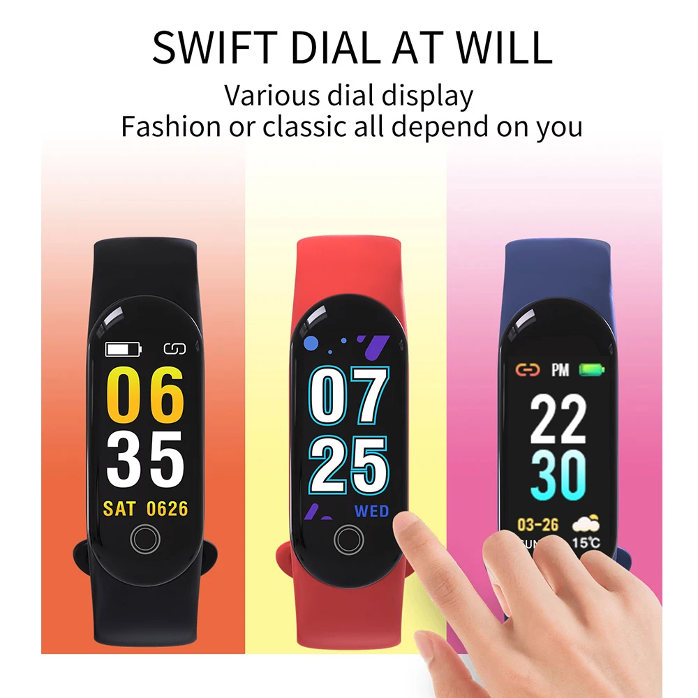 Смарт Браслет фитнес браслет цветной экран пульсометр тонометр PK Mi Band 3