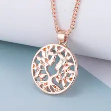 imixlot New Fashion Gold Color Tree Of Life Pendant Necklace for Women Simple Wild Hollow Tree Round Choker Necklace Jewelry stylish hollow out solid color choker necklace for women