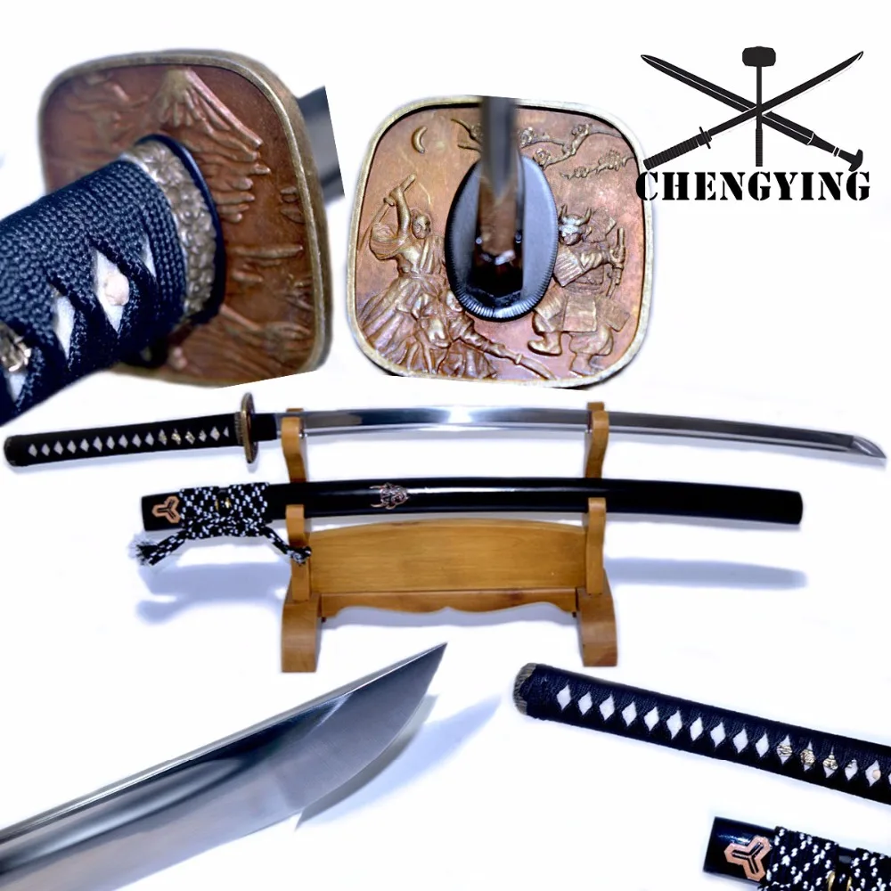 Hand Forged Quenched 9260 Spring Steel Full Tang Blade Japanese Katana Samurai Battle Ready Sword sharpened