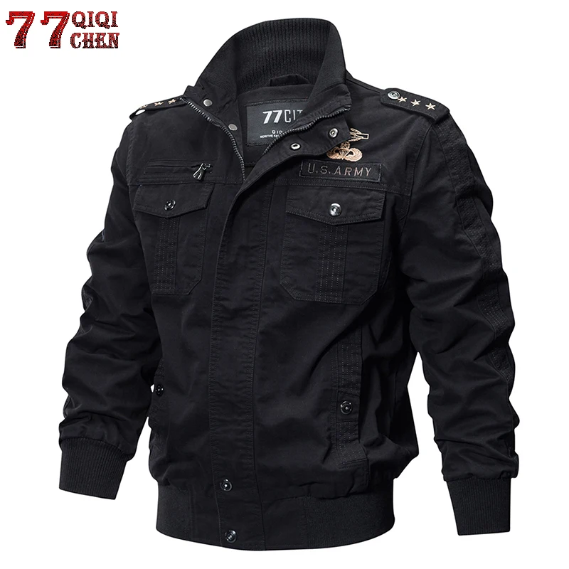 QIQICHEN Men Military Pilot Jackets Bomber Cotton Coat Tactical Army Jacket Male Casual Air Force F