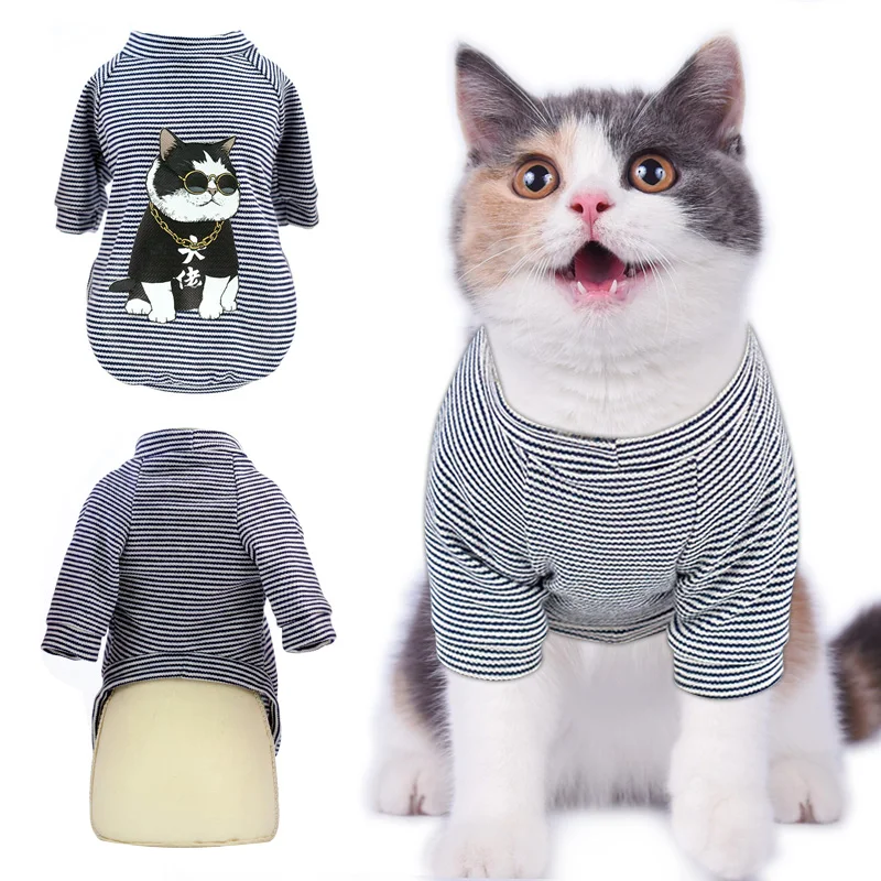 Одежда для кошек крутая весенне-летняя футболка с рисунком кота рубашки с рисунком кота мягкий хлопковый жилет с котенком одежда для маленьких собак