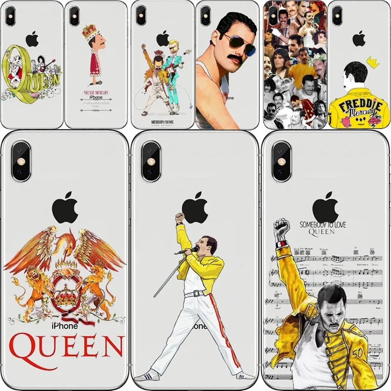 Freddie Mercury Rainha banda Soft Phone silicone TPU caso de telefone Para Apple iPhone 4 5 6 7 8 mais X Plus Fundas Coque Capa