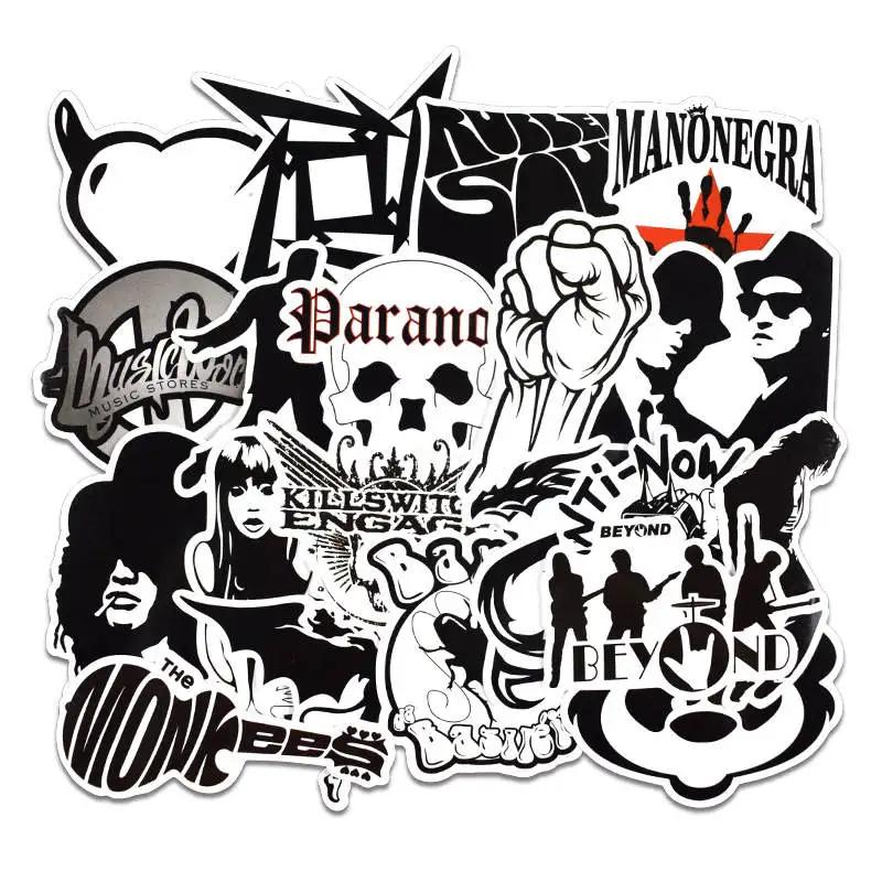 50Pcs/Lot Rock Stickers Funny Skull Scrapbook Stickers Friends Letter Stickers For DIY Scrapbooking Laptop Phone Suitcase Decor