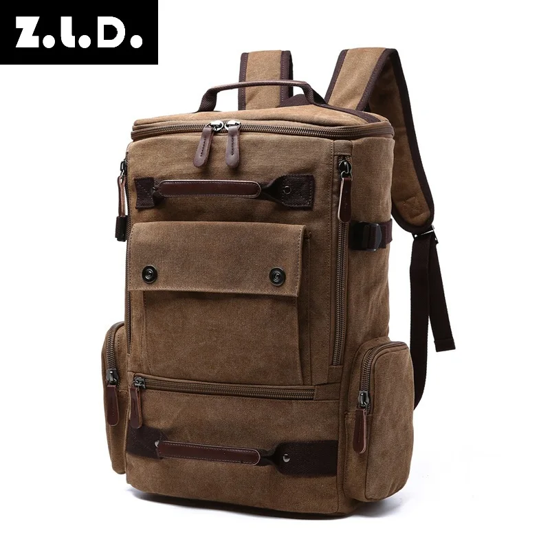 

Men's Shoulder Backpack Pure Color Large Capacity Leisure Multi Purpose Travel Backpack Korean Fashion Backpack