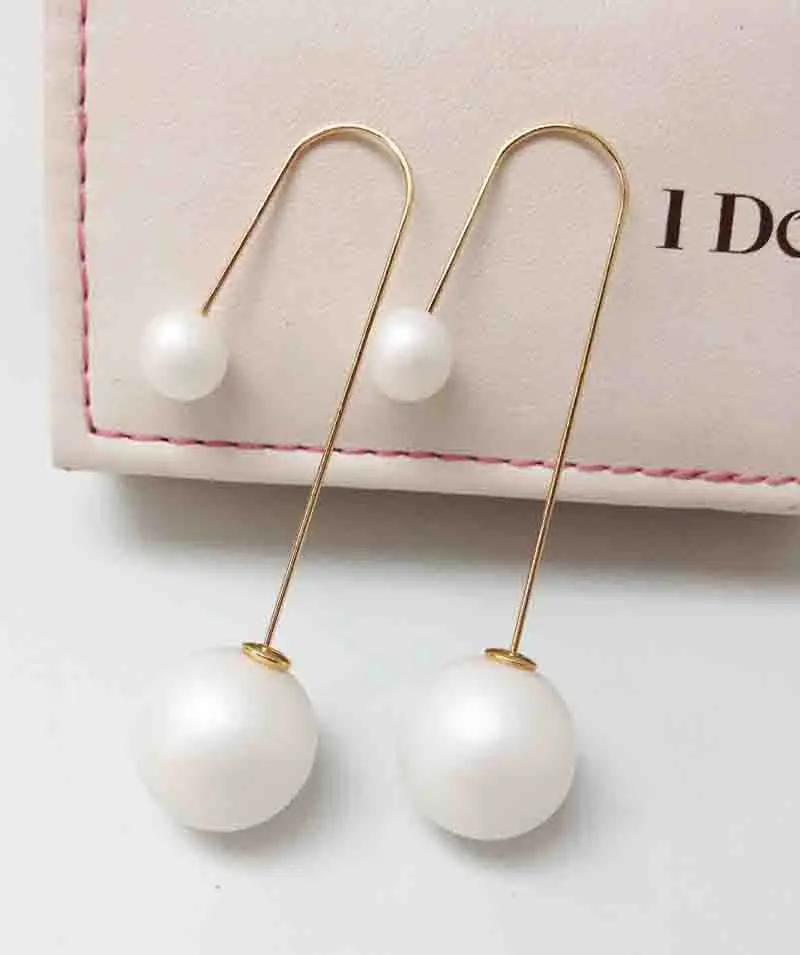 2017 Hot Ing Fashion Earrings Gold Double Pearl Stud 2017 Hot Ing Fashion Earrings Gold Double Pearl Stud Long For Women Jewelry Whole In From