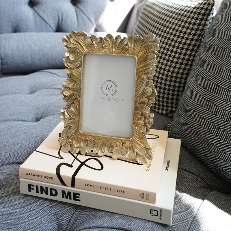 

European-style American vintage gold ginkgo leaf 6 inch photo frame home decoration ornaments