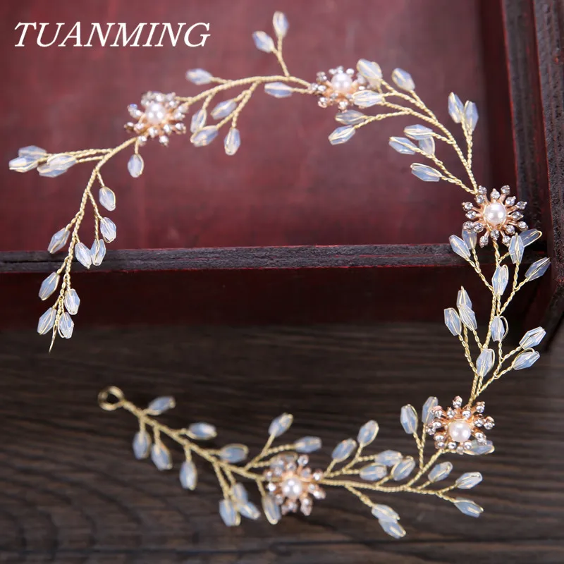

Pearl Rhinestone Women Headband Bride Hair Accessories Hair Band Wedding Pearl Hairband Women's Decorations Trombone