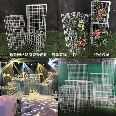 

many sizes for choice Wedding Grid Metal Road Leads Aisle Flower Stand Pillar Party Supply