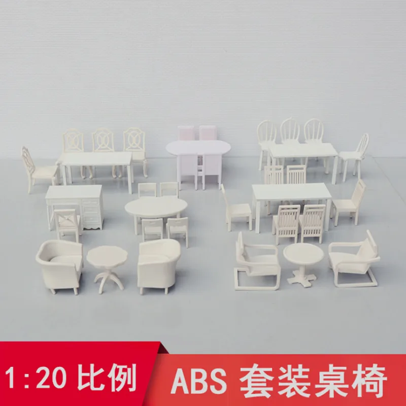 

1 Sets/lot Scale 1:20 Plastic Miniature Furniture Table and chair For Building Trains Railroad Layout Scenery Accessories