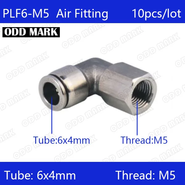

Free shipping 10pcs/lot 6mm to M5 PLF6-M5,304 Stainless Steel Elbow Feale Connector