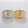 7 -15 size Animal Horse Titanium Steel Gold Silver Color Clear CZ Men Ring Wedding Jewelry Punk Rock Male Biker Band Hip Hop 3