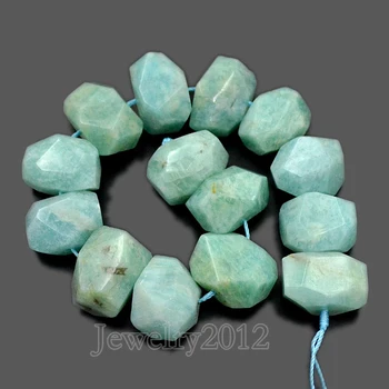 

3 Strands/Lot Natural Russian Amazonite Faceted Gem stones Rondelle Nugget Freeform Loose Beads 8'' 10x15mm-13x19mm Wholesale