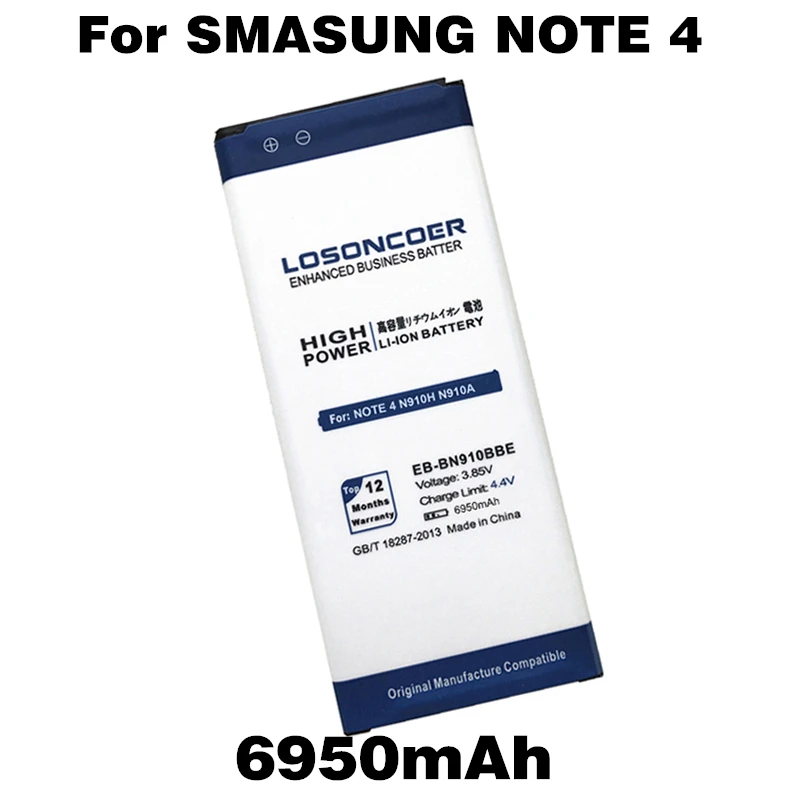 

LOSONCOER 6950mAh EB-BN910BBE Battery For Samsung Note 4 Battery N910H N910A N910X N910V N910C N910U N910F N910T N910R Note4