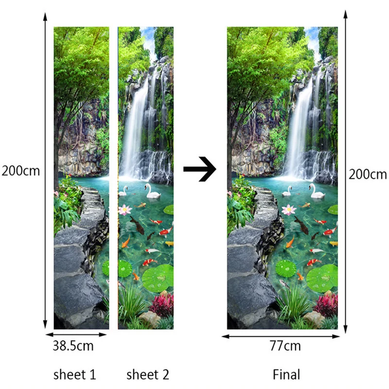 Пользовательские 3D Настенные обои водопад пруд спальня Пейзаж Декор фото обои стикеры ПВХ самоклеющиеся двери фрески стикер s