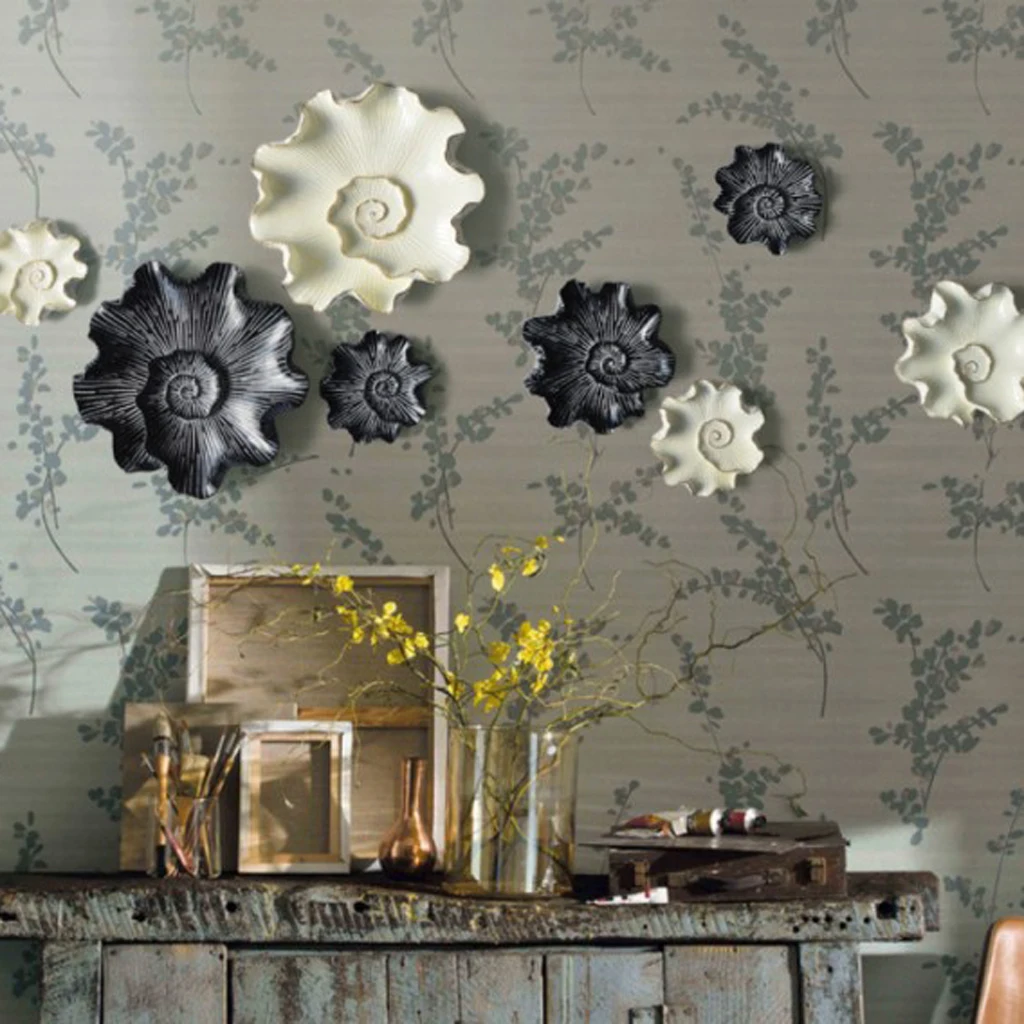 Resin Lotus Leaf Wall Decor Ornament for Home Background Wall Decor Beige_L