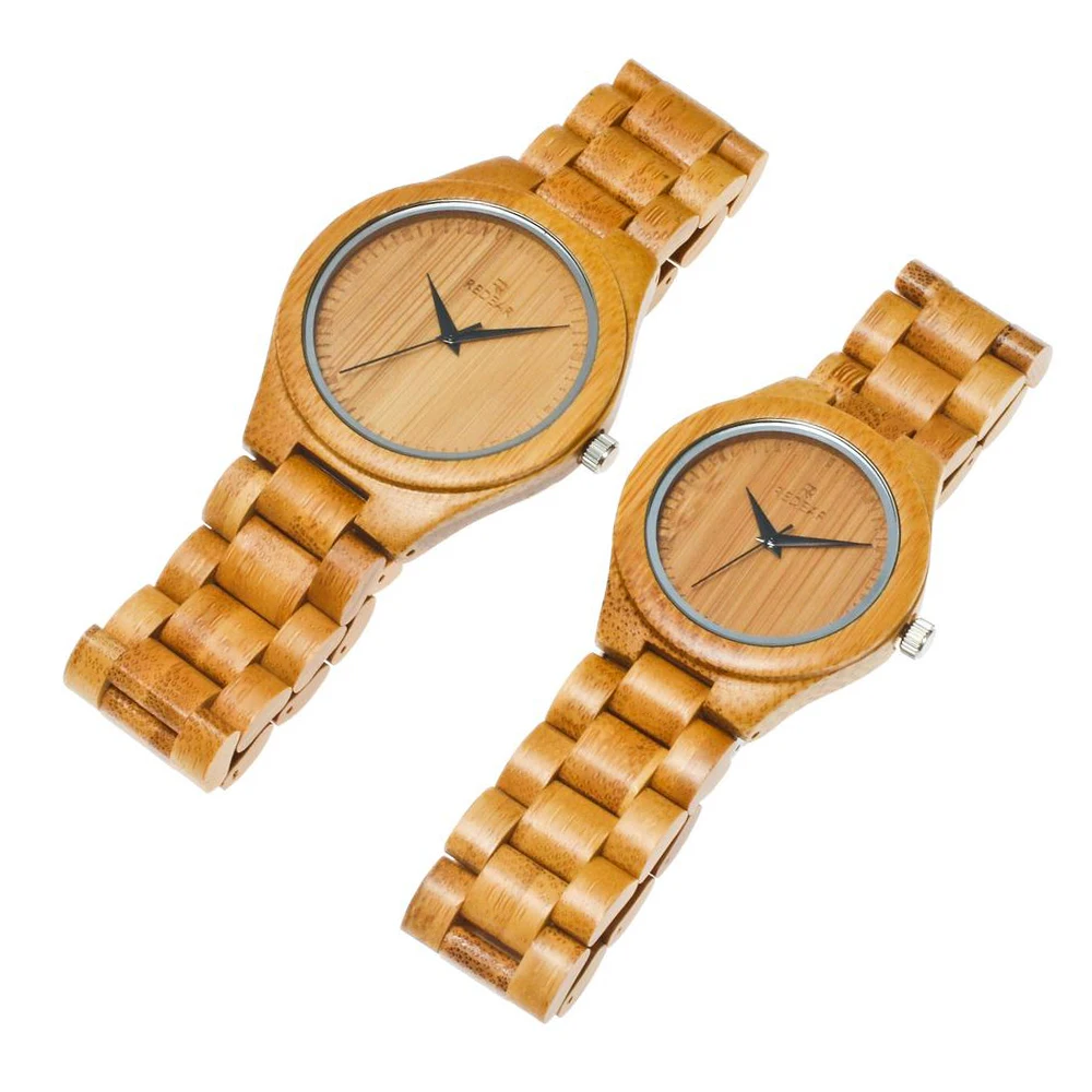 REDEAR Бесплатная доставка натуральный цвет бамбука любовника часы для мужчин Роскошные Дерево группа кварцевые женские