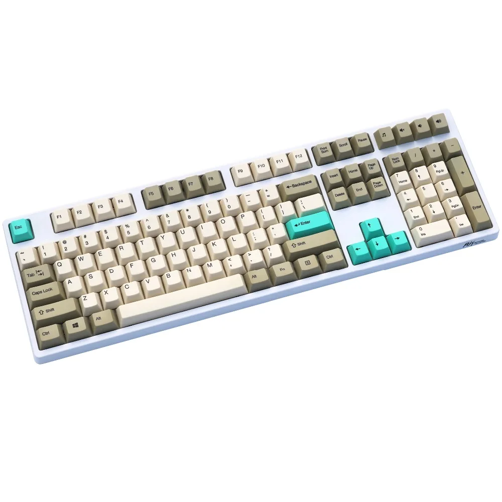 

Vintage style grey and cyan mix 108 keys dye sublimated pbt keycap Cherry Filco Ducky keycap Cherry profile Sell only the keycap