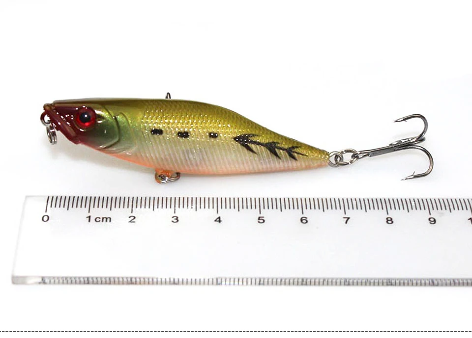 1 шт. приманка поппер для рыбалки приманка с колючим крючком рыболовные снасти 7 см 7,2 г реалистичные 3D глаза поддельные приманки Поппер для морской рыбалки