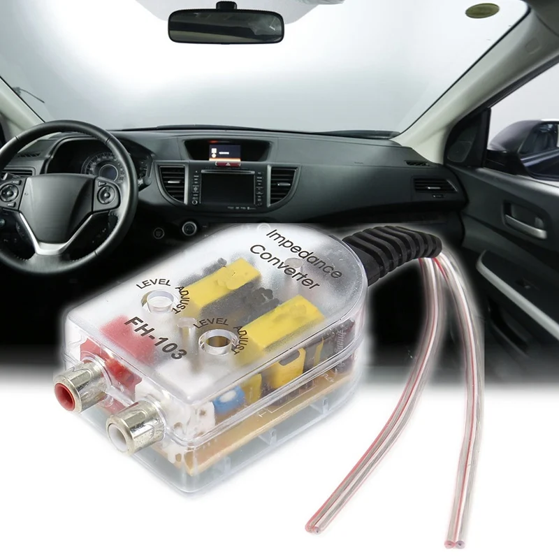 Car Speaker to RCA Level Adaptor Adapter High to Low Auto Amp Line Out Converter